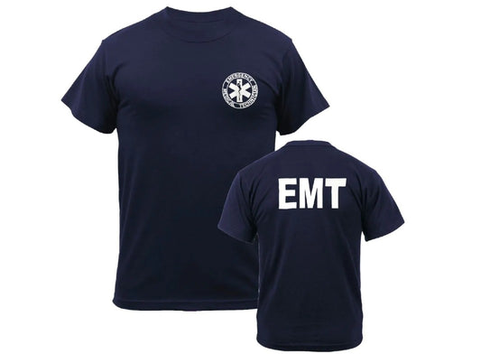 EMT T-Shirt, Navy, Printed Front & Back, X-Large