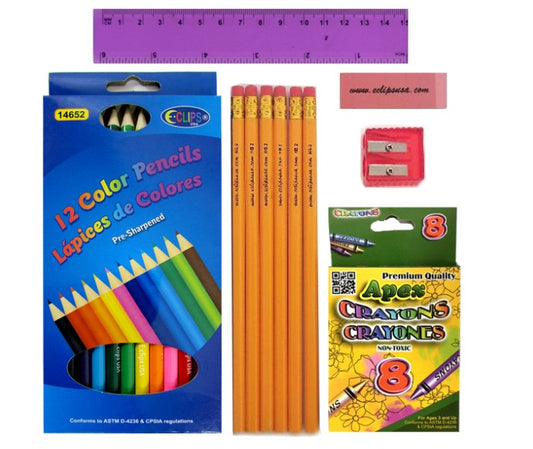 Elementary School Stationary Kits - 11 Piece Pre-Assembled, 48 Kits/Case (2373226)