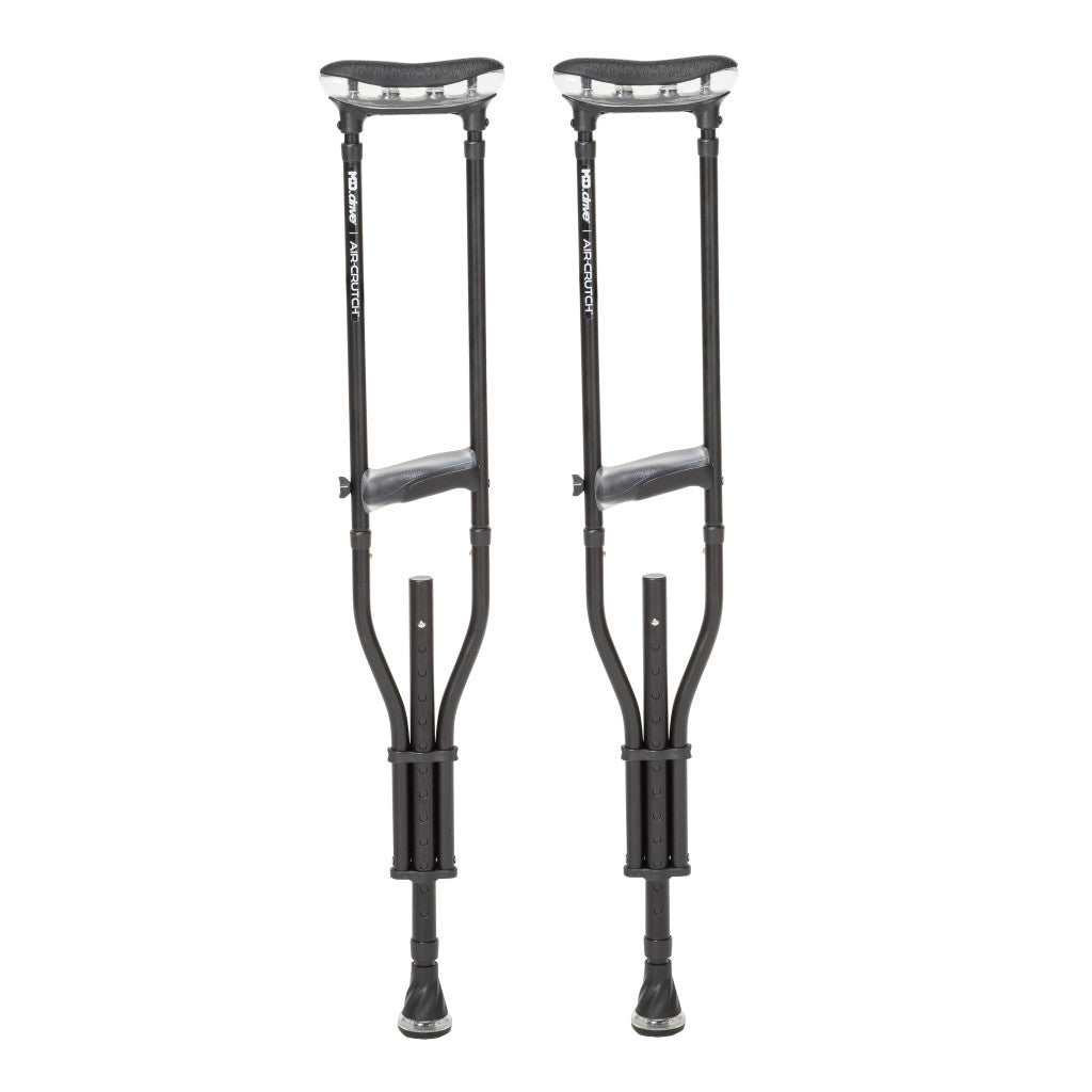 Air Crutch, Adjustable, with foam pads, gel handles, Onyx (MD10300BK)