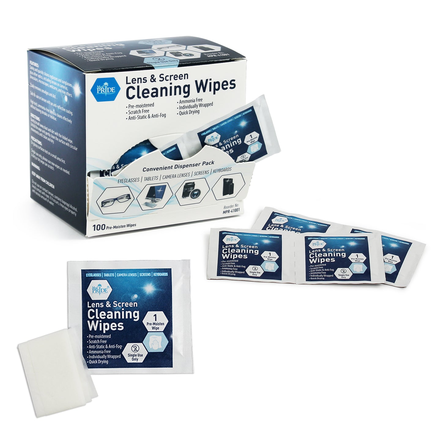 Lens Cleaning Wipes, 6" x 5" (MPR-41001)