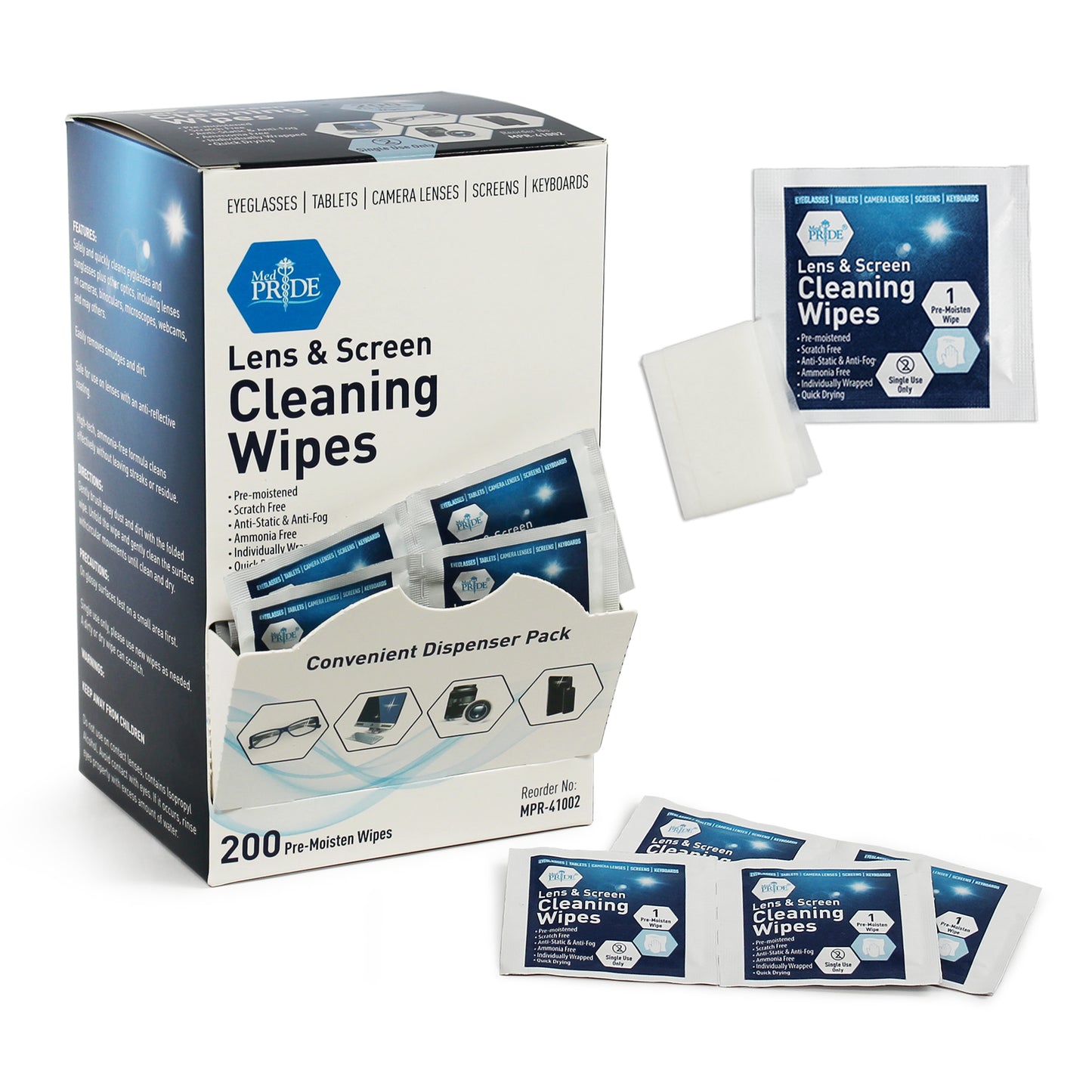 Lens Cleaning Wipes, 6" x 5" (MPR-41002)