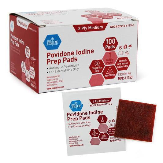 Povidone Iodine Prep Pads, Medium (MPR-41153)