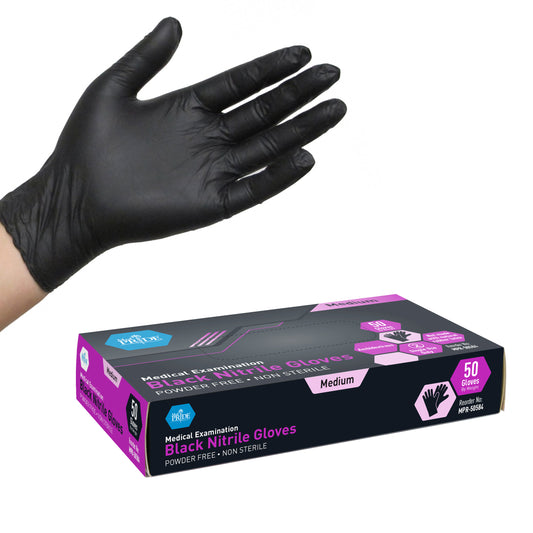 Black Nitrile Exam Gloves - Md - 20/50/cs.