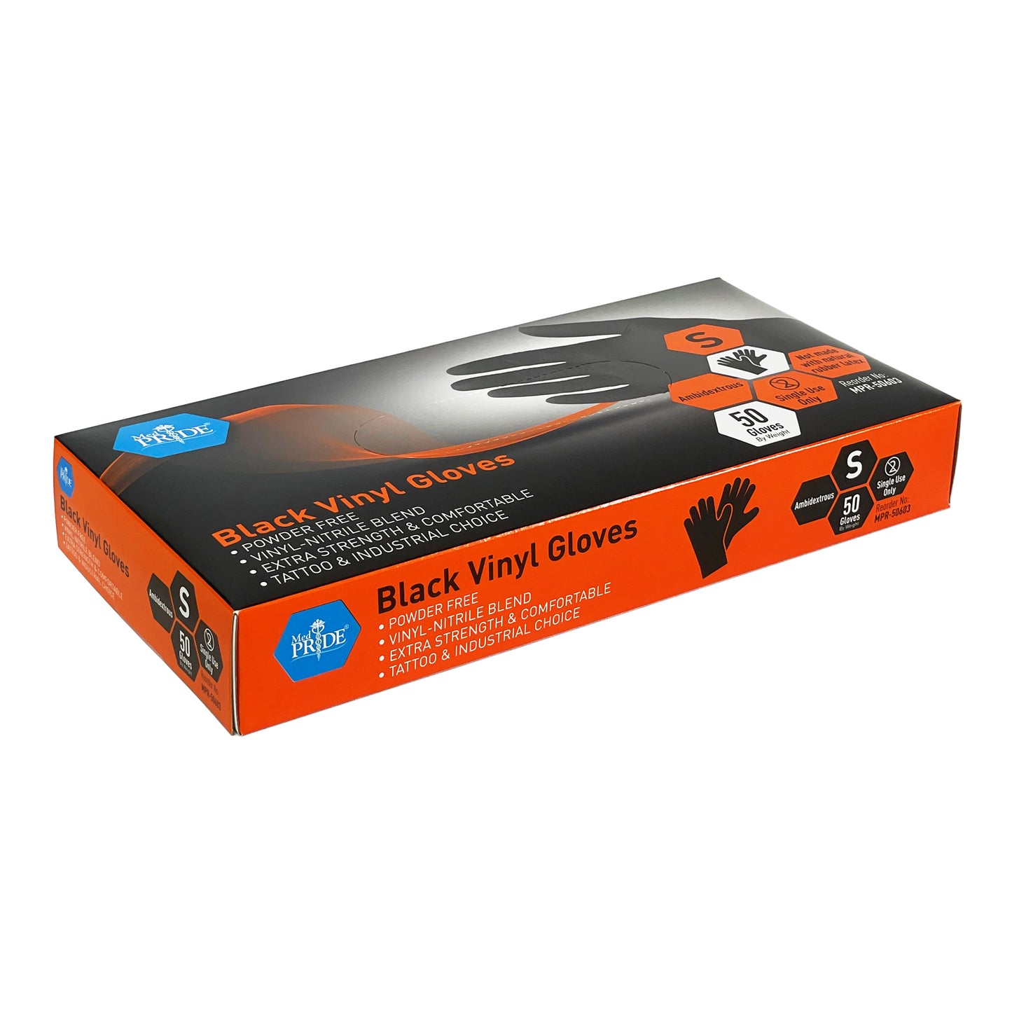 Black Vinyl Nitrile Gloves - Sm - N/S - Powder Free - 20/50/cs.