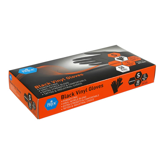 Black Vinyl Nitrile Gloves - Sm - N/S - Powder Free - 20/50/cs.