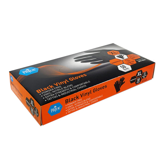 Black Vinyl Nitrile Gloves - XL - N/S - Powder Free - 20/50/cs.