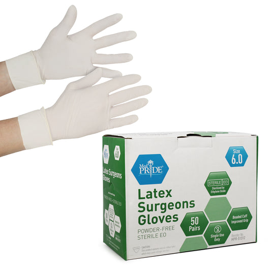 MedPride, Latex Surgeons Gloves, Pairs, Size 7, Sterile, Case (MPR-51314)