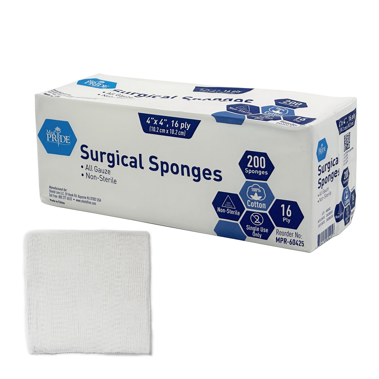 Gauze Sponge, 4" x 4", 16-Ply (MPR-60425)