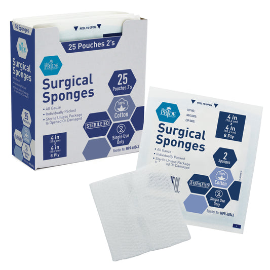 Gauze Sponge Sterile - 2's, 4x4 - 8 Ply - 24/25/cs. (1,200)