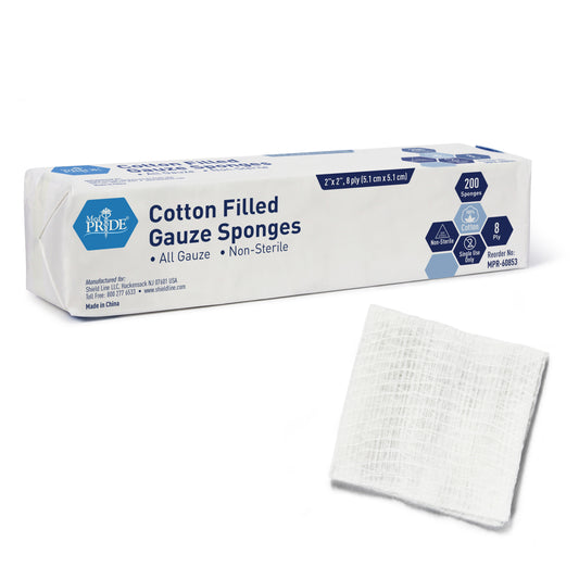 Gauze Sponge - N/S - Cotton filled - 2x2 - 8ply - 25/200/cs.