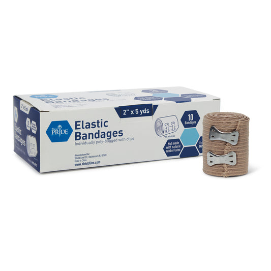 Elastic Bandages - N/S with clips - 2" - 5/10/cs.