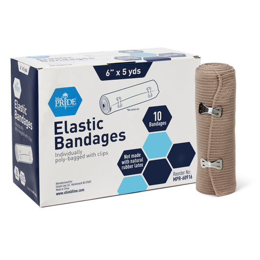 Elastic Bandages - N/S with clips - 6" - 5/10/cs.