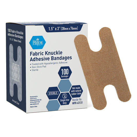 Adhesive Bandage - Fabric Knuckle 1.5" x 3", Sterile - 24/100/cs.