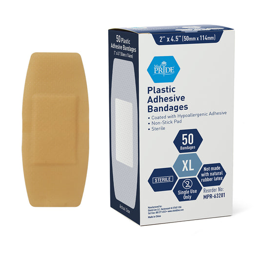 Adhesive Bandage - Plastic X-Lg. - 2" x 4.5" - Sterile - 24/50/cs.