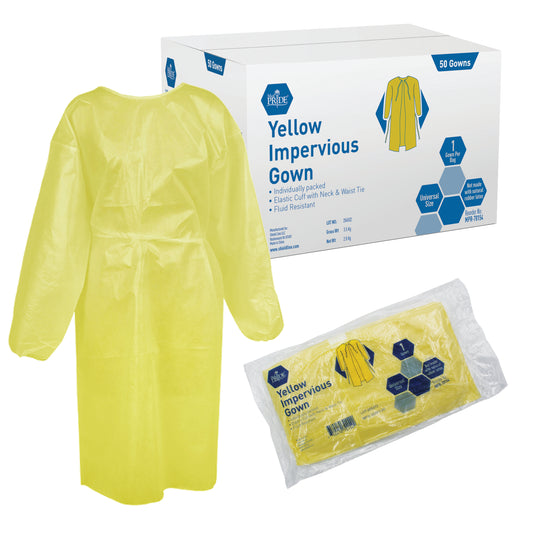 Iso- Gown - Impervious, Universal - Yellow (Indv. pack) - 50/cs.