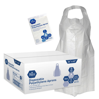 Disposable PE Aprons - Individ. Wrapped - 24"x 42" - 10/100/cs.