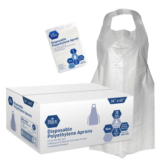 Disposable PE Aprons - Individ. Wrapped - 24"x 42" - 10/100/cs.