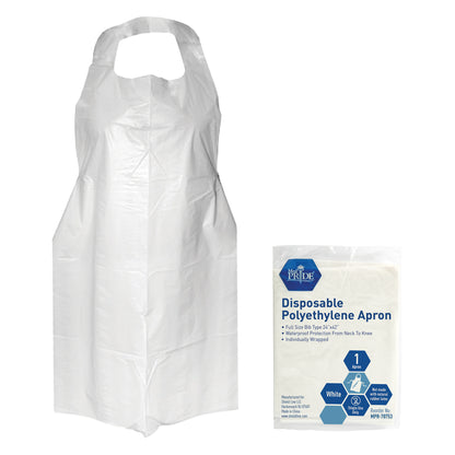 Disposable PE Aprons - Individ. Wrapped - 24"x 42" - 10/100/cs.