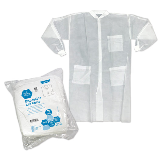 Lab Coat White XL w/3 Pocket Knit Collar and Cuff - 3/10/cs.