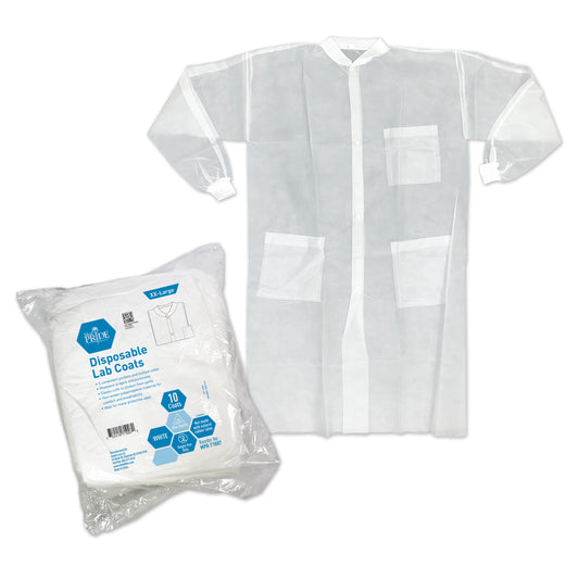 Lab Coat White XXL w/3 Pocket Knit Collar and Cuff - 3/10/cs.