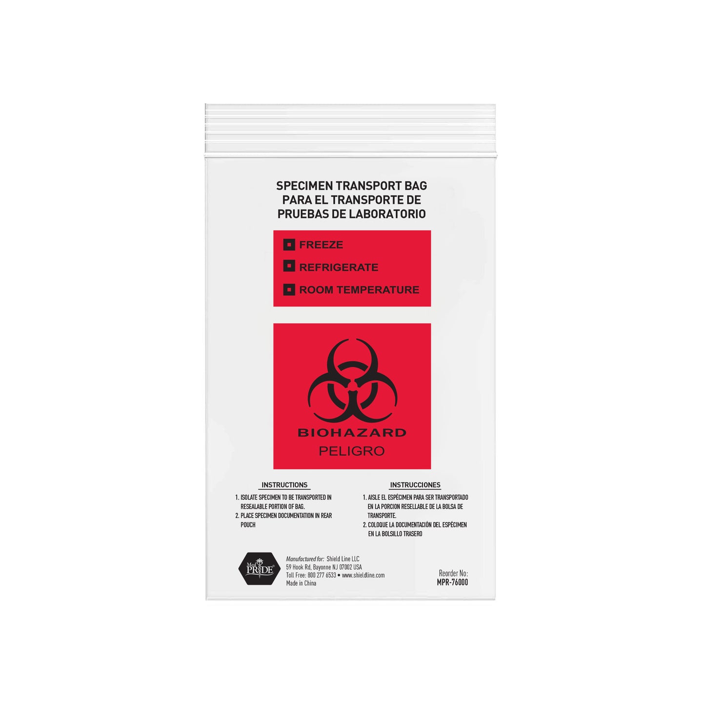 Biohazard Bags, 4" x 6", Case (MPR-76000)