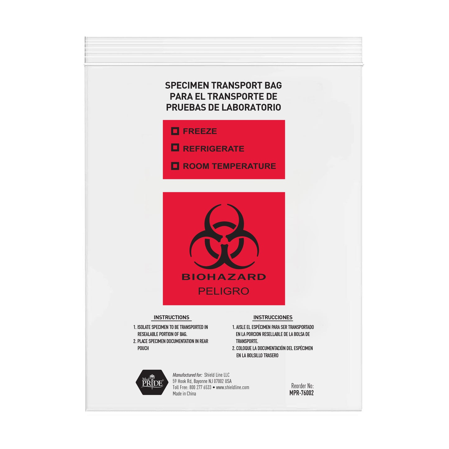 Biohazard Bags, 8" x 10", Case (MPR-76002)