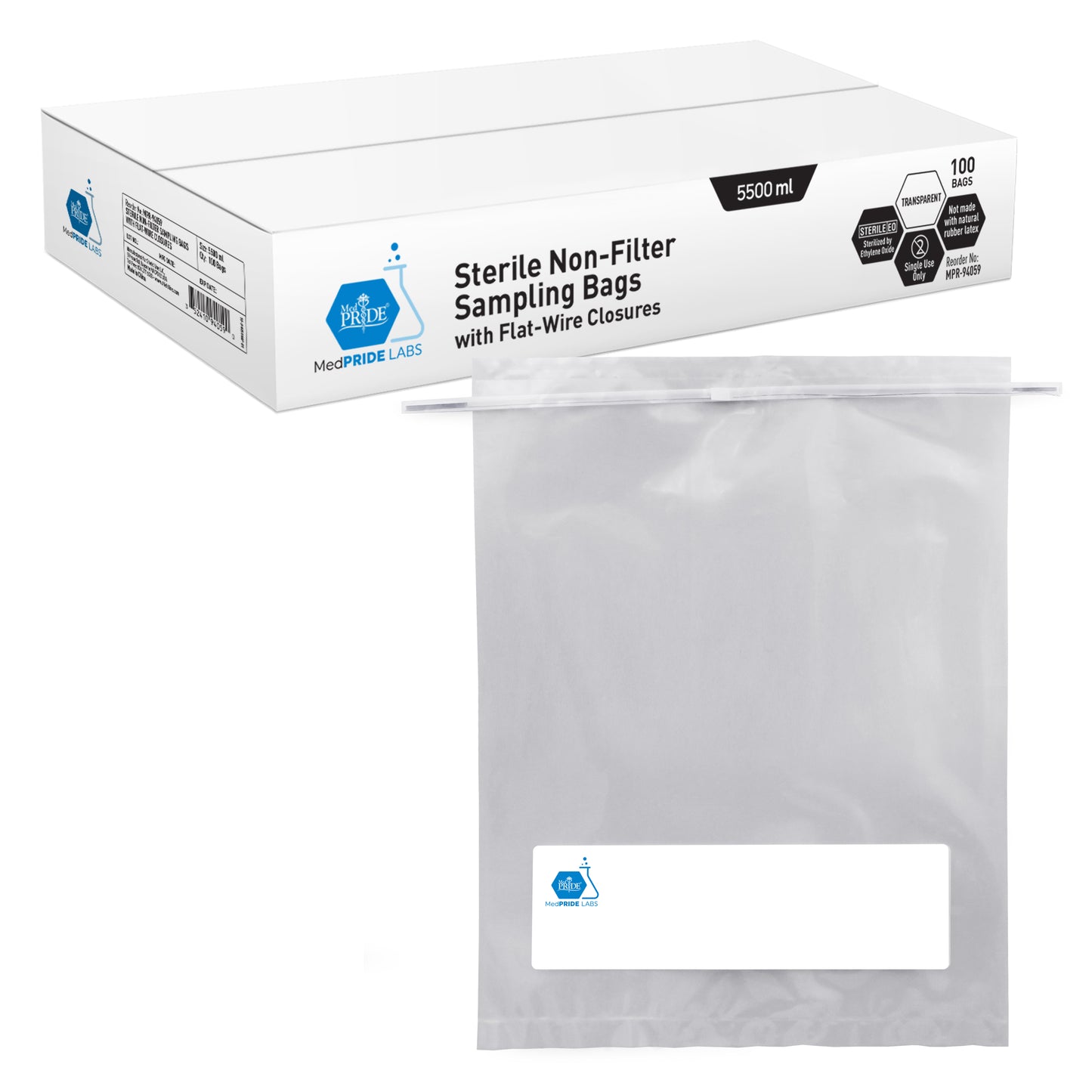 Sample Bags Non Filter 5500ml, Sterile - 2/100/cs.