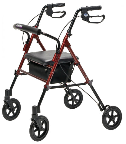Lumex, Set n’ Go, Wide Height Adjustable Rollator, Burgundy (RJ4718R)