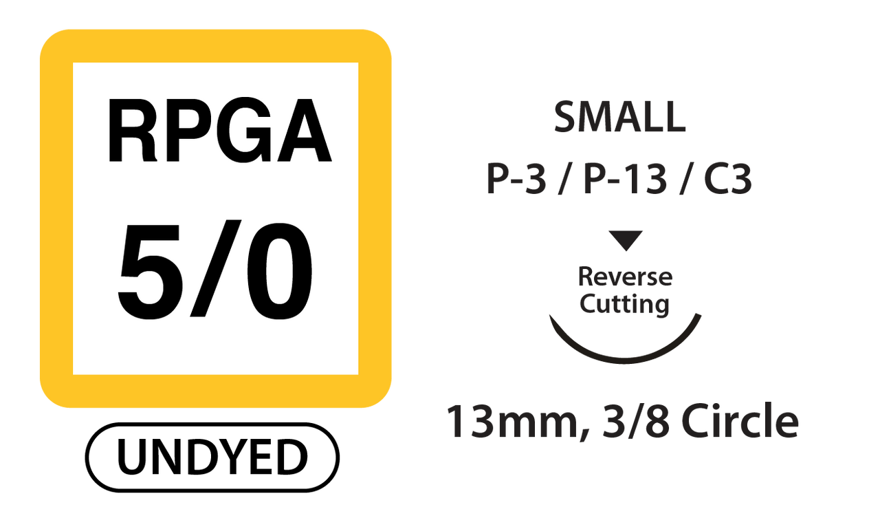 Rapid PGA Surgical Sutures, Size 5/0, 18" Thread, 13mm 3/8 Circle R/C Needle. Undyed (S-K518R13)