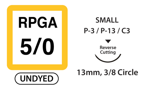 Rapid PGA Surgical Sutures, Size 5/0, 18" Thread, 13mm 3/8 Circle R/C Needle. Undyed (S-K518R13)