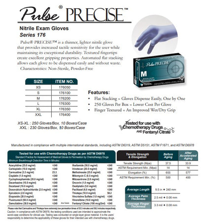 Series 176, Pulse Precise, Nitrile Exam Glove, Large, Case (IHC 176300)