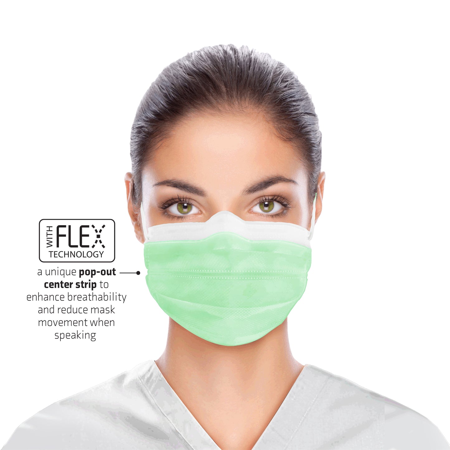 Flex Mask, Level 1 Ear-Loop Face Mask, Green (ULM-6185)