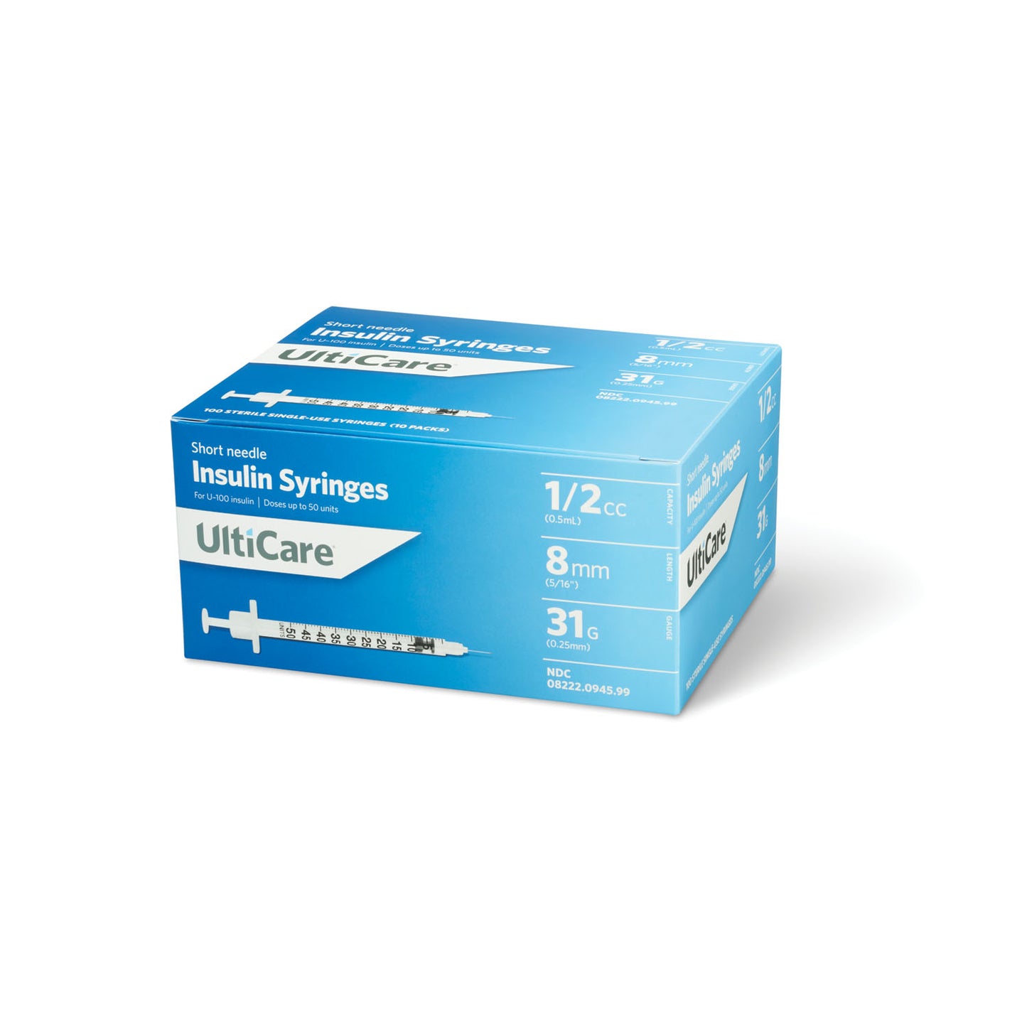 Insulin Syringe, 1/2cc, 31G x 5/16", Box (9459)