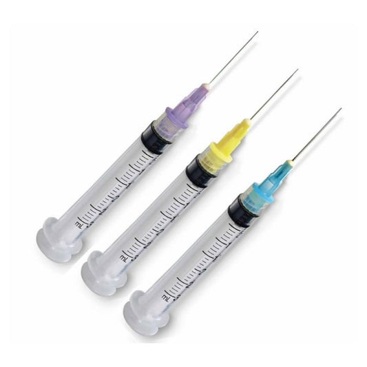 Combo Syringe 27G Side Port 3cc Luer Lock, Yellow (URN-55103-27)