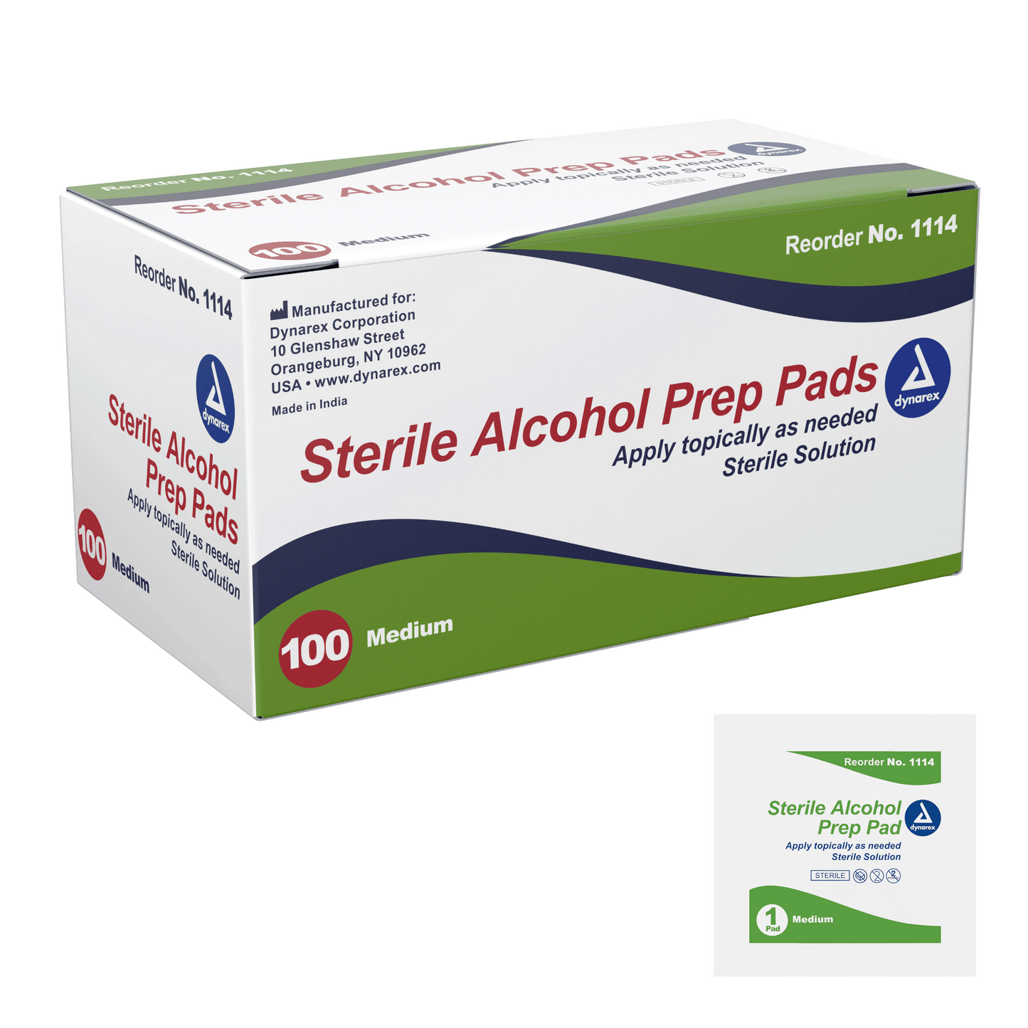 Alcohol Prep Pad - Sterile, Medium, Case (1114)