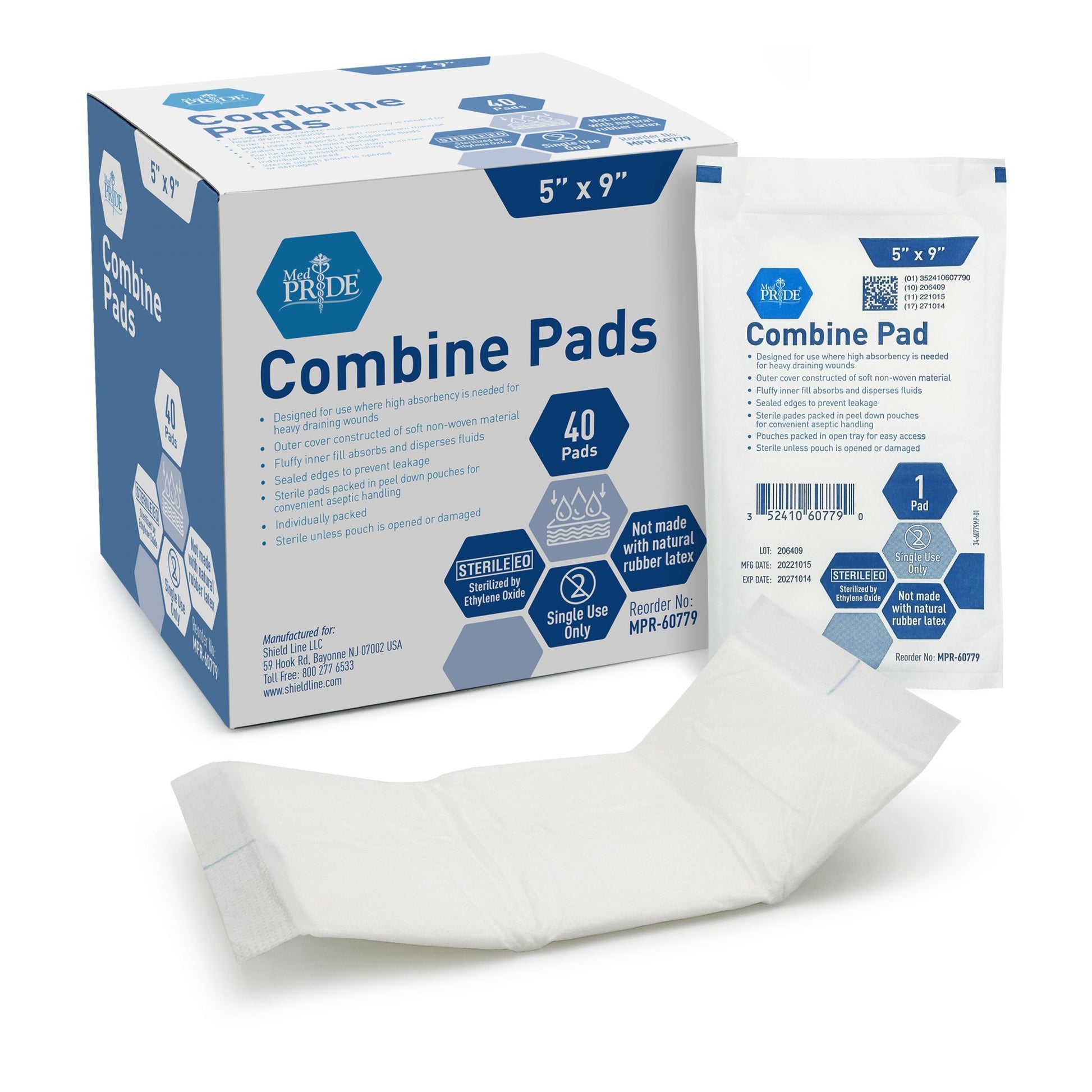 Shield Line Medpride, Abdominal Pad, 5" x 9", Sterile, Case (MPR-60779) medical supply