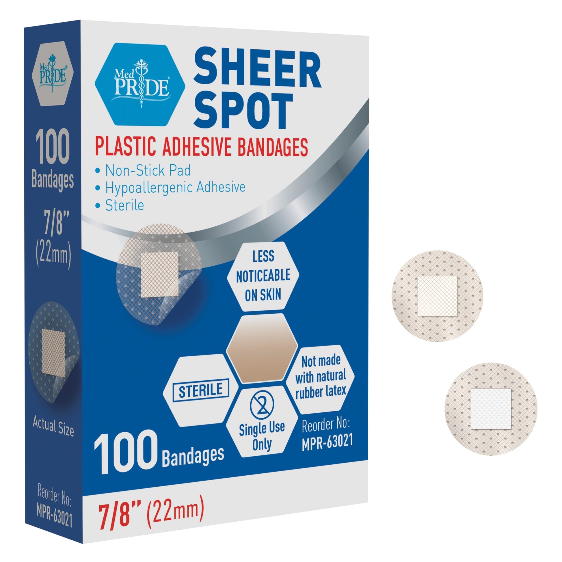 Shield Line Adhesive Bandage - Sheer Spot 7/8", Sterile - 48/100/cs. medical supply