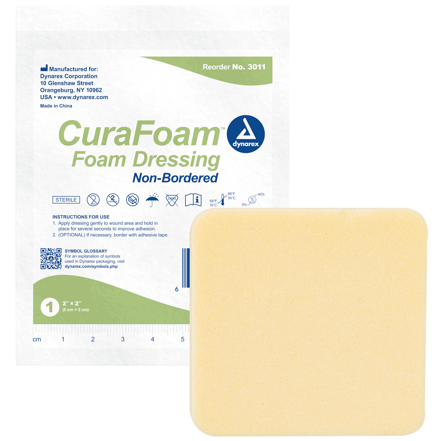 CuraFoam - Foam Dressing, 2" x 2", Case (3011)