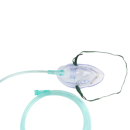 Oxygen Medium-Concentration Elongated Mask w/ 7' (2.1 m) tub, Pediatric/Standard Connector, 50/cs