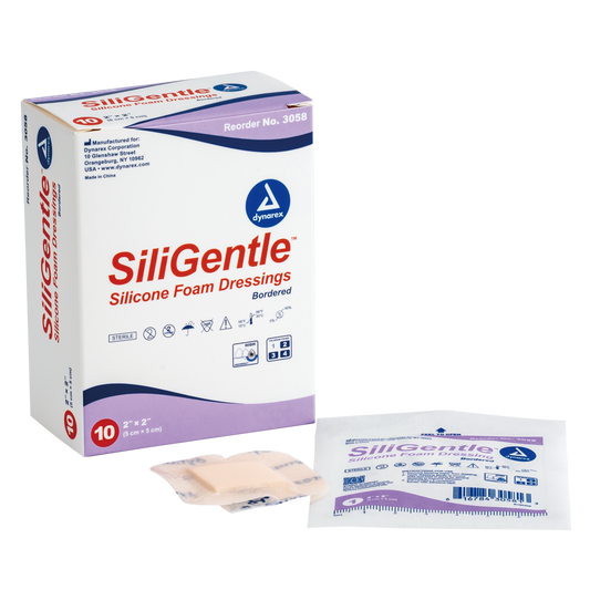 SiliGentle - Silicone Bordered Foam Dressing, 2" x 2", 12/10/cs