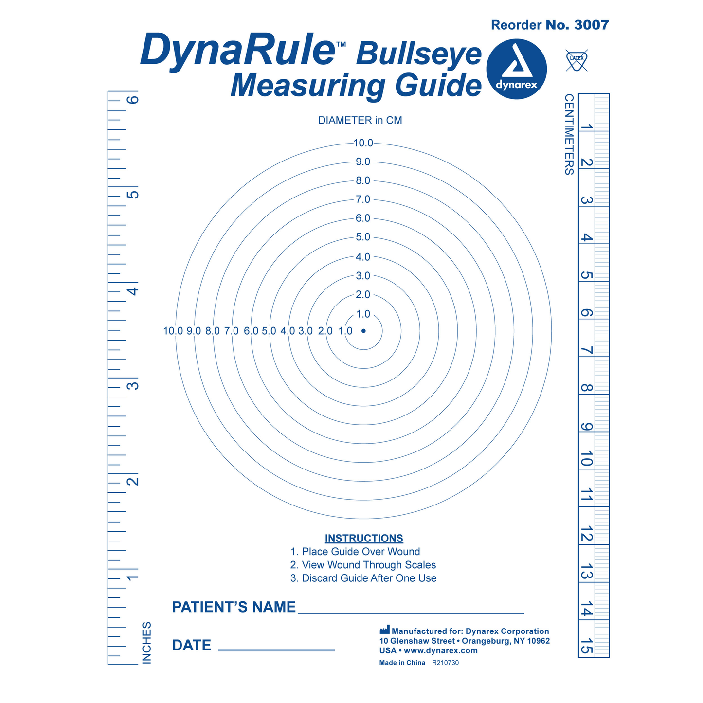 DynaRule Bullseye Measuring Guide, 5/250/cs