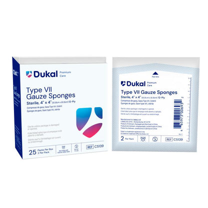 Premium Care Sterile Type VII Gauze Sponges, 12-Ply, 4" x 4" (C5139)