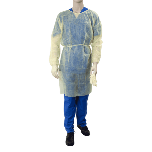 Isolation Gown Fluid Resistant, Universal, Yellow, 10/5/cs