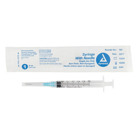 Syringe - Non-Safety with Needle - Luer Lock, 23G, 1" Needle, 3 cc, 8/100/cs