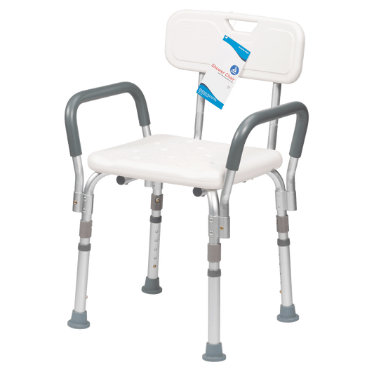 Shower Chair w/ Removable Back and Arms, White (10322)