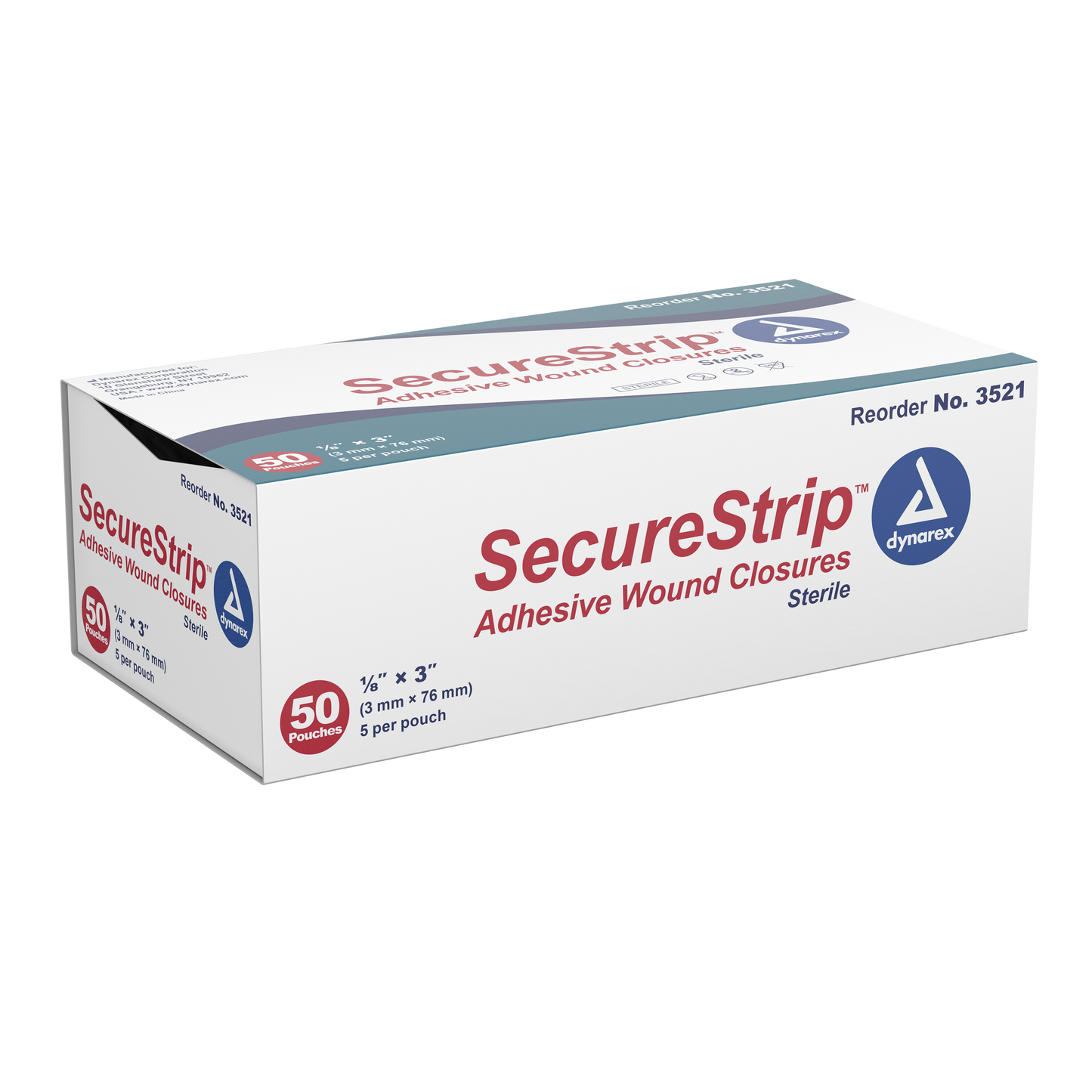 SecureStrip Adhesive Wound Closures - Sterile, 1/8" x 3", 4/50/cs