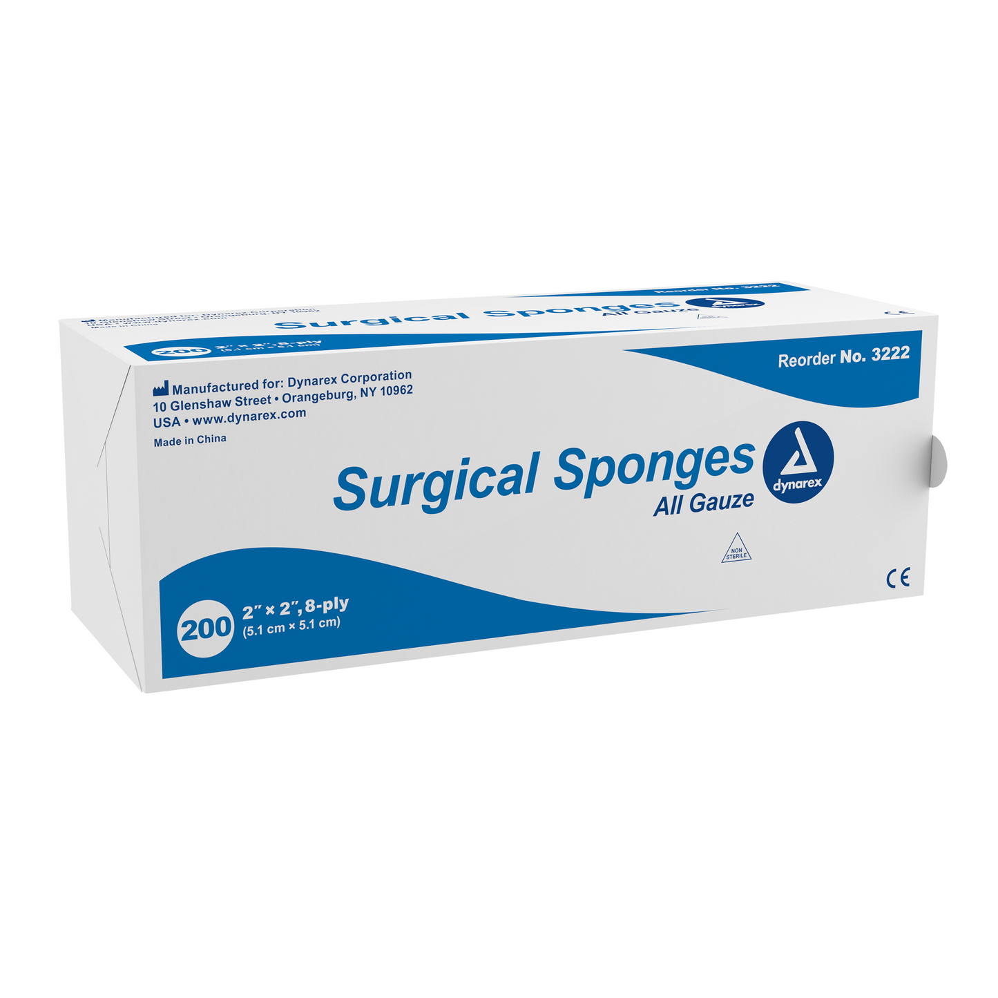 Surgical Gauze Sponge, 2" x 2" 8 Ply, 25/200/cs