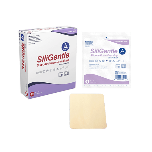 SiliGentle - Non-Adhesive Silicone Foam Dressing, 6" x 6", 12/10/cs