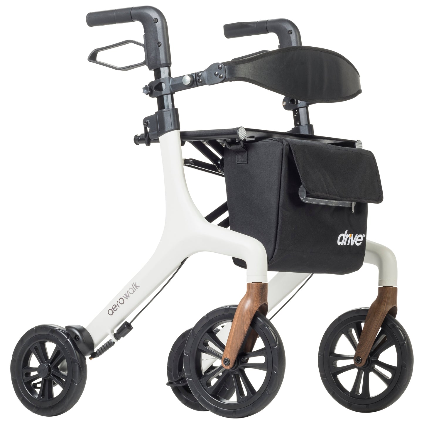 AeroWalk Ultra-Lite Rollator Rolling Walker, White