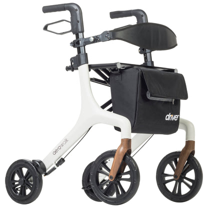 AeroWalk Ultra-Lite Rollator Rolling Walker, White